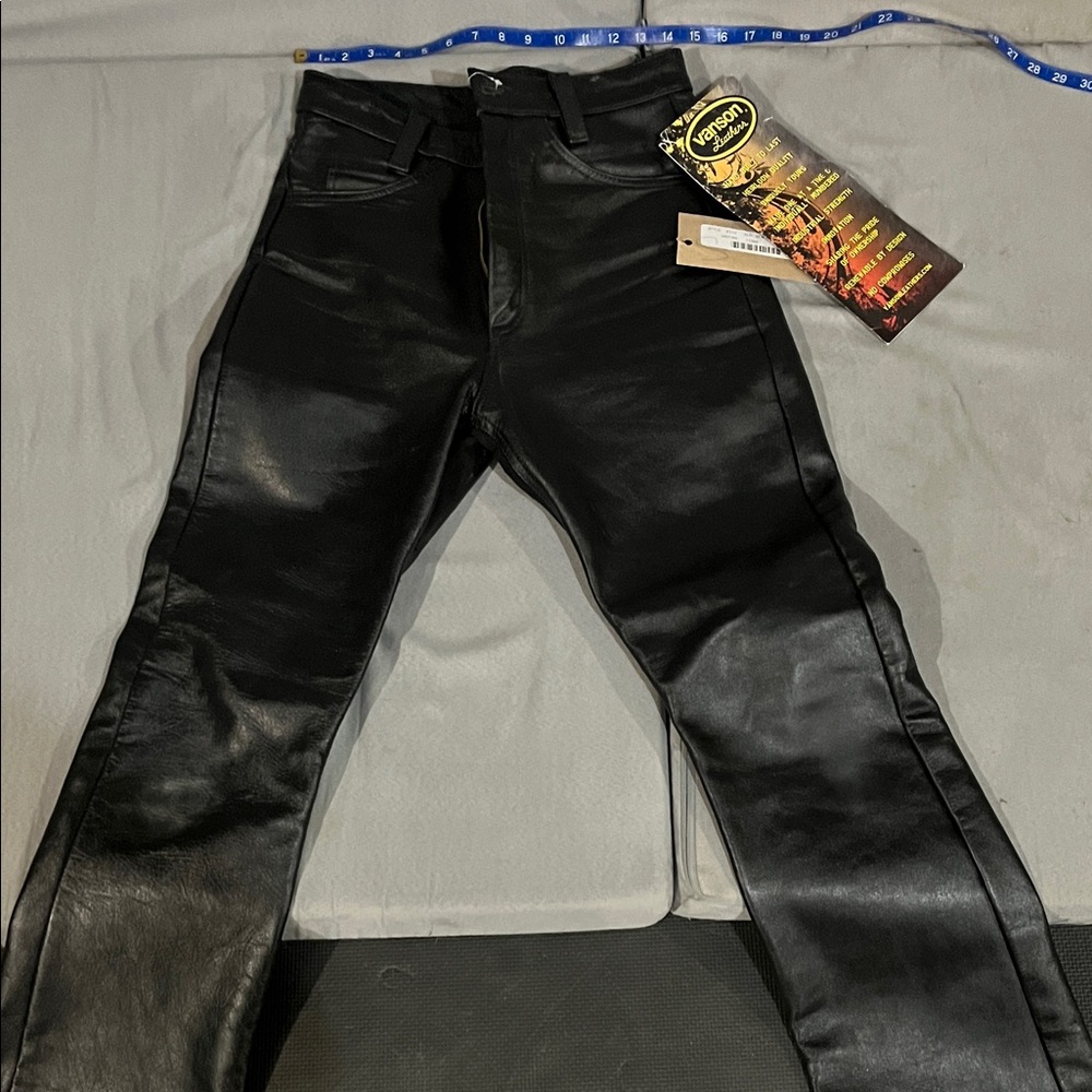 Men's Black Leather Straight Pants